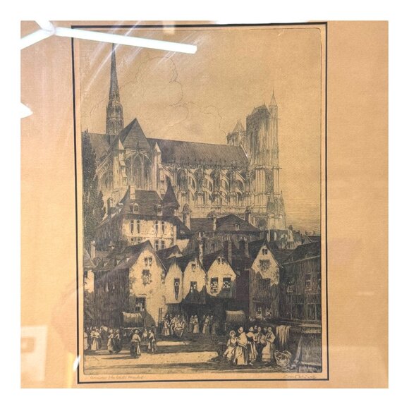 Louis Whirter aka Weirter Amiens The Water Market France Signed Original Etching - Picture 3 of 10